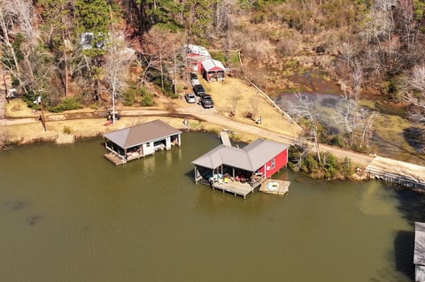 Riverside boathouses